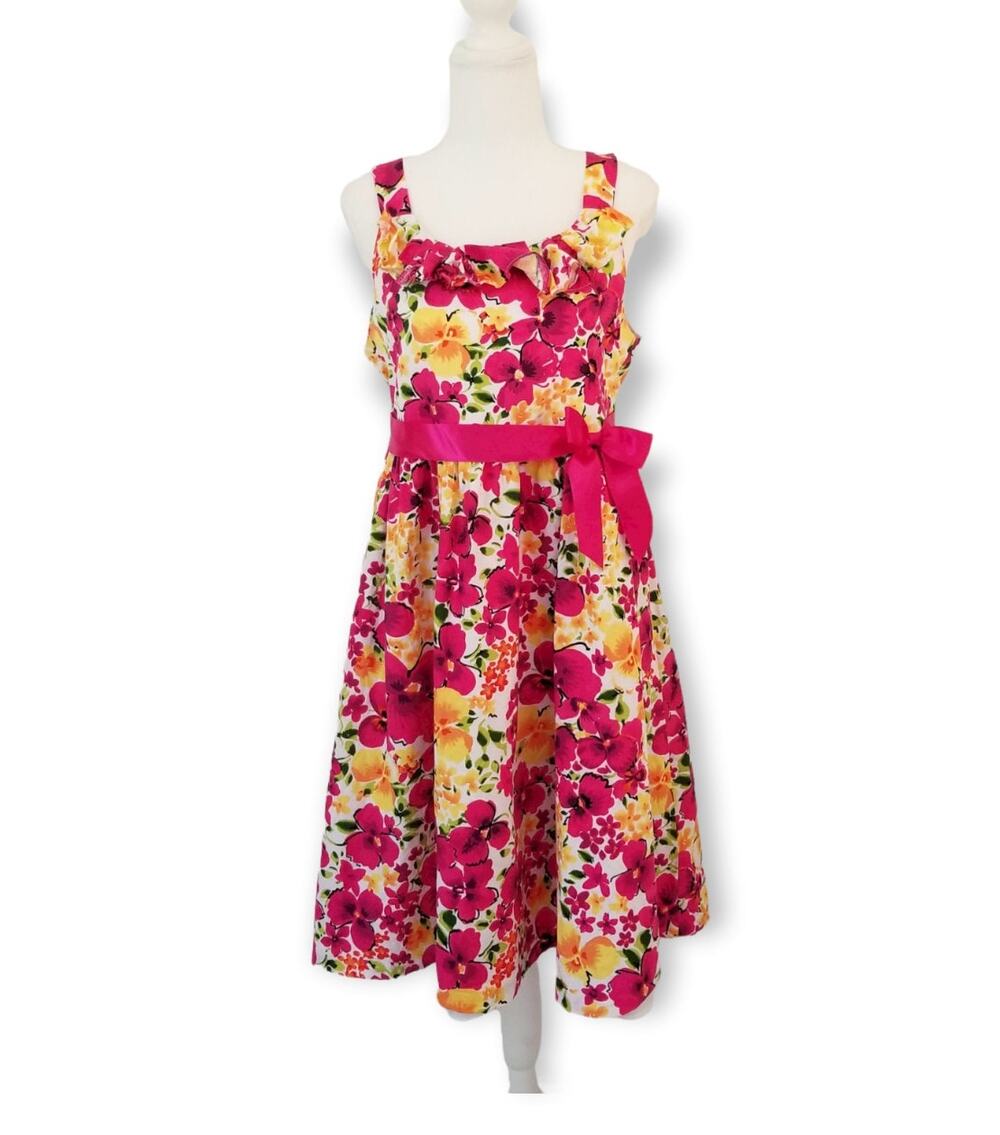 Bonnie Jean Girls Dress Multicolor Floral, ruffle neckline - Size 18 ½